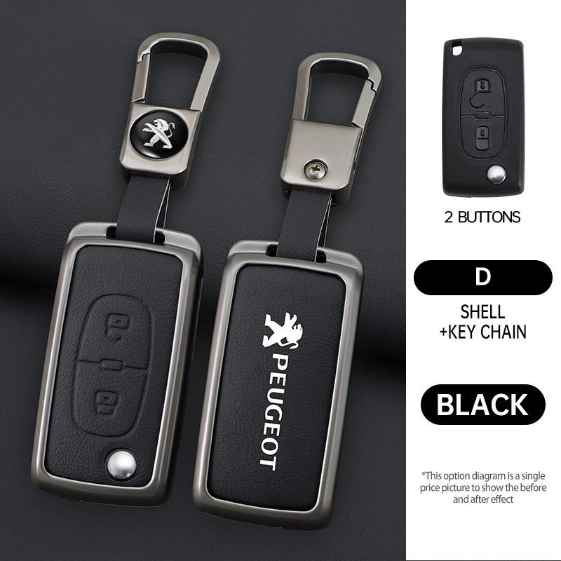 Zinc Alloy Car Key Case Cover Protection Shell For Peugeot 107 207 307 307S 308 407 607 807 3008 5008 Auto Key Bag Accessories
