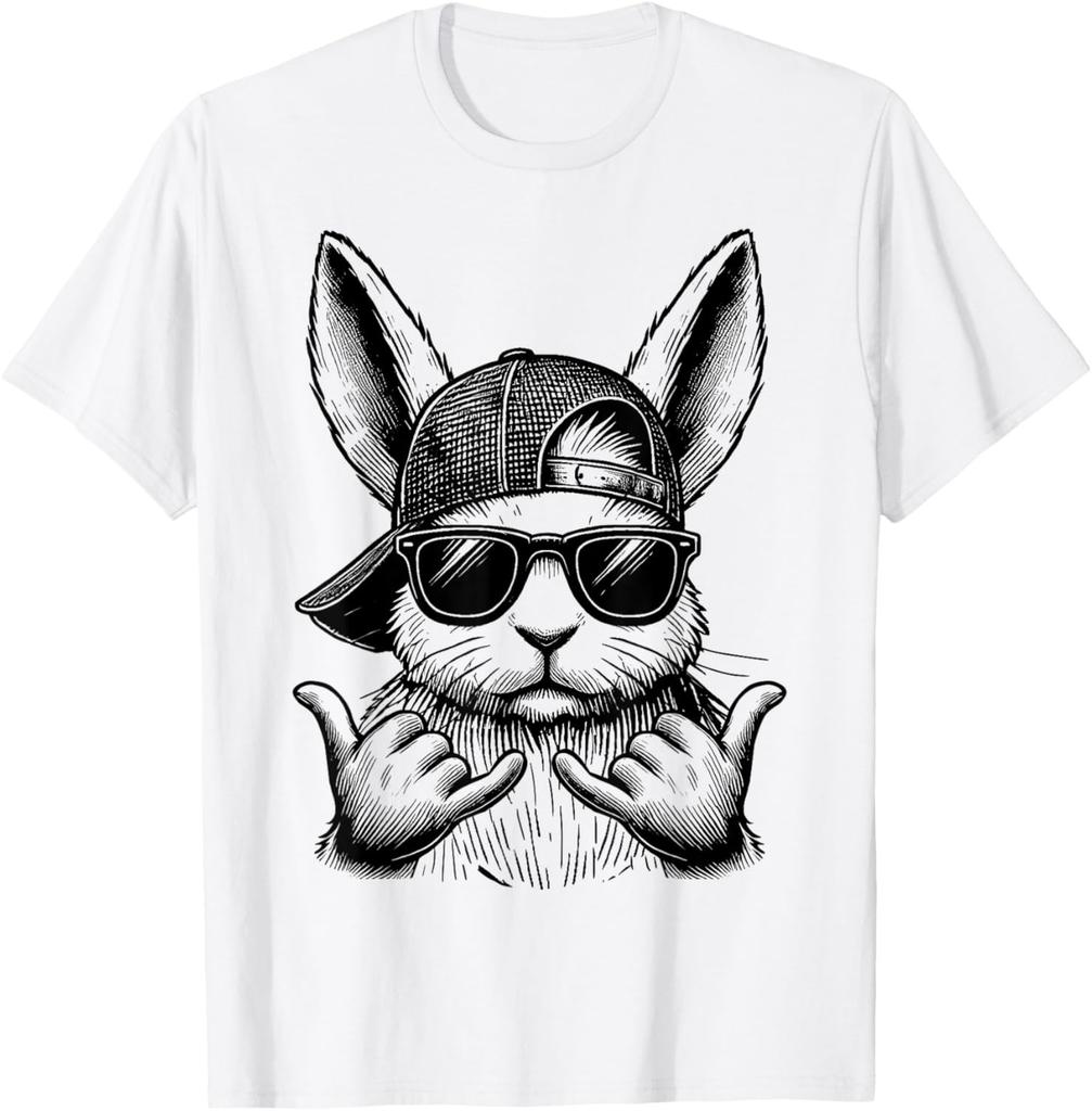 Cool Bunny Face Sunglasses Rabbit Easter Day Mens T-Shirt