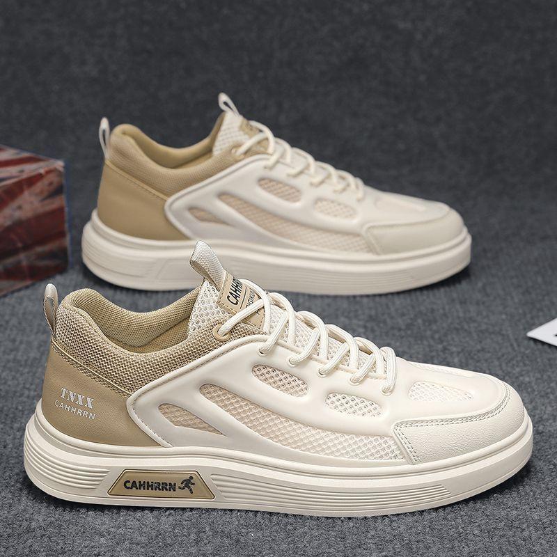 Мужская обувь 2025 года, новые летние дышащие спортивные туфли для отдыха, белые туфли для мужчин, универсальные студенческие туфли для доски с сетчатой поверхностью для мужчин