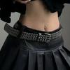 Женский ремень Мода Квадратные бусины, Ногти Ивы, Три Выхлопных Глаза, Панк Уличный Крутой, Персонализированные Мужские и Женские Ремни