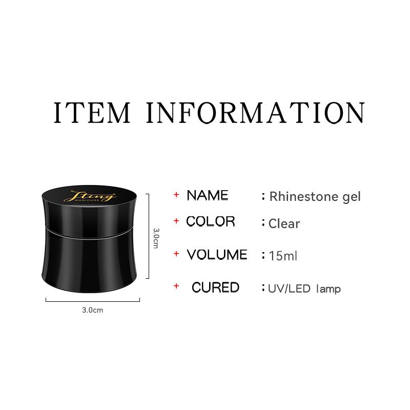 JTING Professional Nail Rhinestone Gel Polish Glue Adhesive Gel OEM Custom Logo 15ml Nail Gel Glue Bottles Private Label