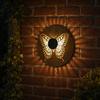 Solar Wall Light, Metal Butterfly Solar Light, Butterfly Pattern Projection Lamp, Outdoor Waterproof Fence Light for Yard Patio Garden Backyard Post
