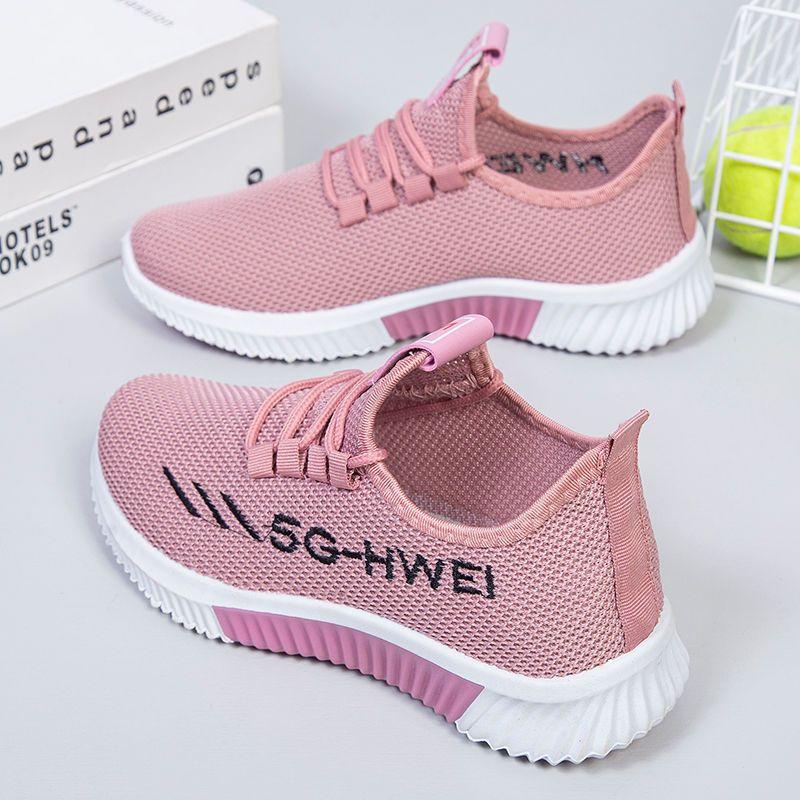 Женские кроссовки из сетчатой ткани Fly-woven, повседневные, для бега, спортивные, белые, корейская версия, модные, дышащие, сетчатые кроссовки