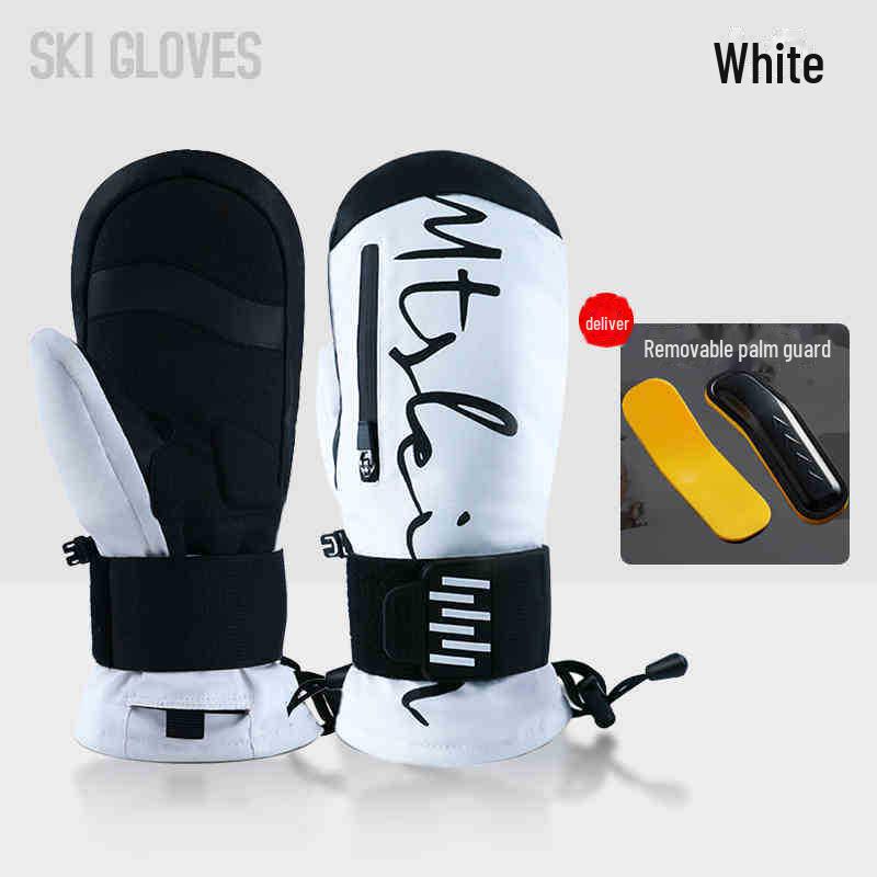 New 24/25 Ski Gloves: Built-in Wrist Guard, Thickened, Warm, Windproof, Waterproof, Wear-Resistant, Five-Finger Design