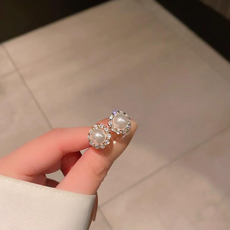 ANENJERY Геометрические круглые серьги из искусственного жемчуга с цирконием для женщин, модные, высококачественные, универсальные, изысканные, подарочные украшения для ушей