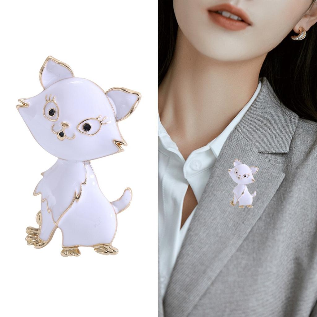 Blucome Милые броши с сидящим котом для женщин, белые, розовые животные, домашние животные, вечерние повседневные булавки, ювелирные изделия, модные подарки