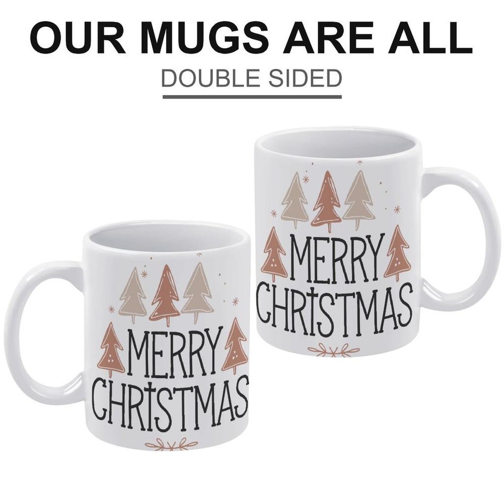 11oz White Ceramic Mug with Smooth Handle and Dual-Side Print, Perfect for Coffee Lovers Enjoying Warm Drinks In Home or Workplace