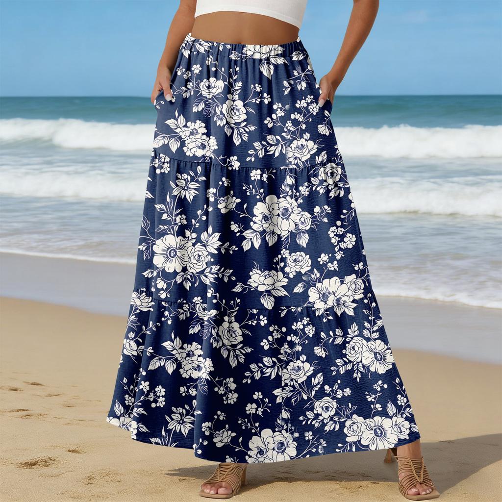 Женская Повседневная Юбка А-силуэта с Высокой Талией и Шнурком Цветная Юбка С Карманами