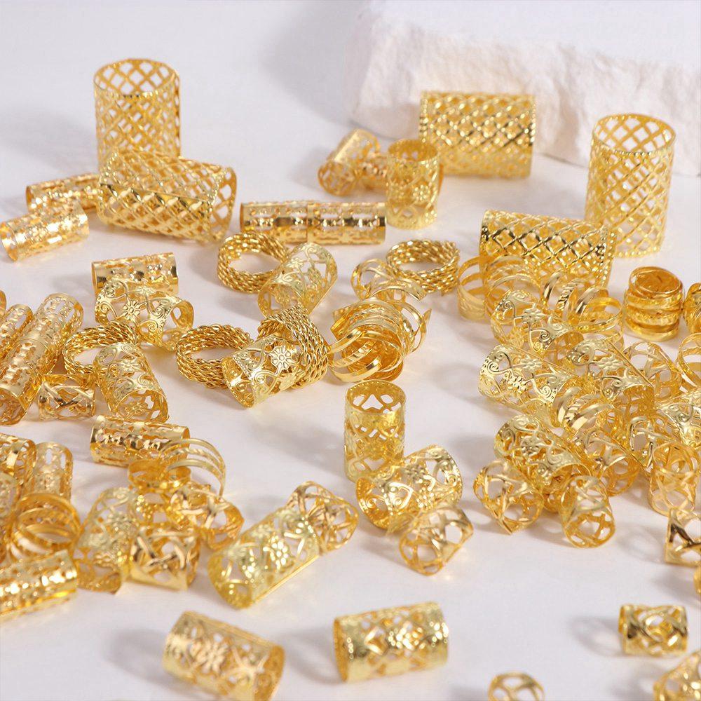 90 шт. Дреды Дреды Бусины Плетение волос Трубки для плетения волос Полые Кольца для волос Женские