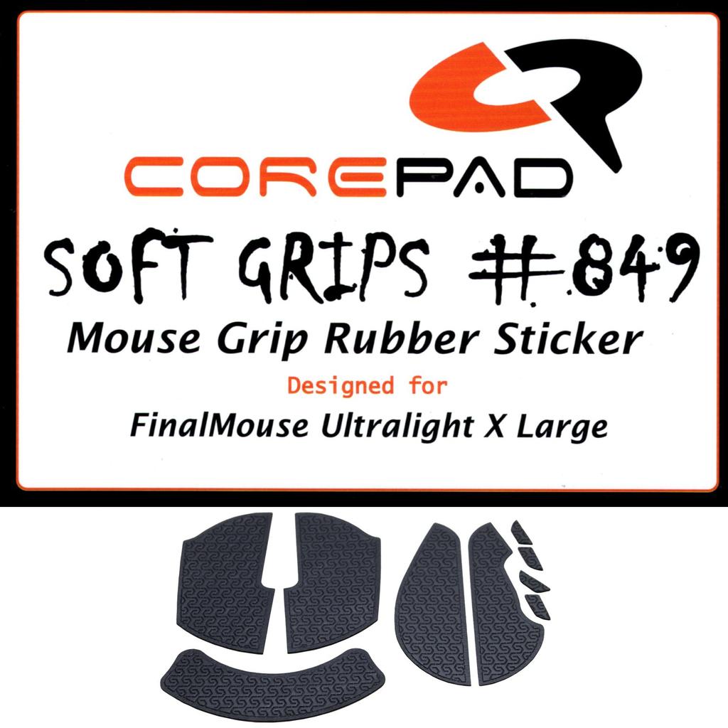 Corepad Soft Grips FinalMouse Ultralight X Large Tiger (L) Grip Tape, 1 Set, Soft Polymer Rubber (Black)