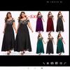 Plus Size Off-the-Shoulder Floral Lace Spaghetti Strap Chiffon Maxi Dress