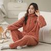 Женская флисовая фланелевая пижама больших размеров из кораллового флиса - утолщенный бархат для осени и зимы, домашняя одежда для мам среднего возраста