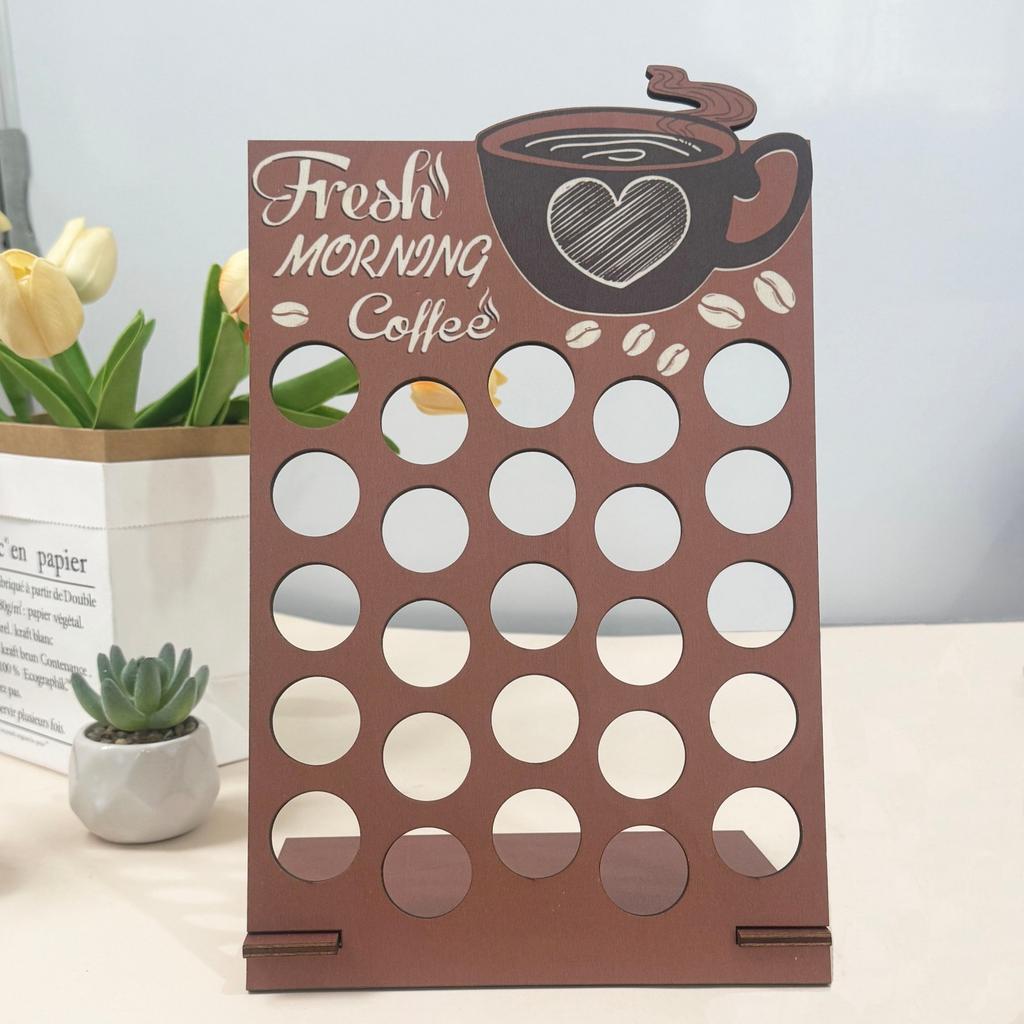 Главная Деревянная подставка для кофе в форме сердца, украшение для кофейного бара, деревянная стойка для хранения кофейных капсул