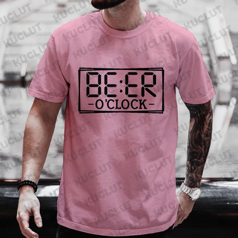 Мужские футболки Beer O'clock Футболка с забавным графическим принтом Футболки для мальчишников Пьющая команда Сочетающаяся одежда Уличная одежда больших размеров Топы Y2k