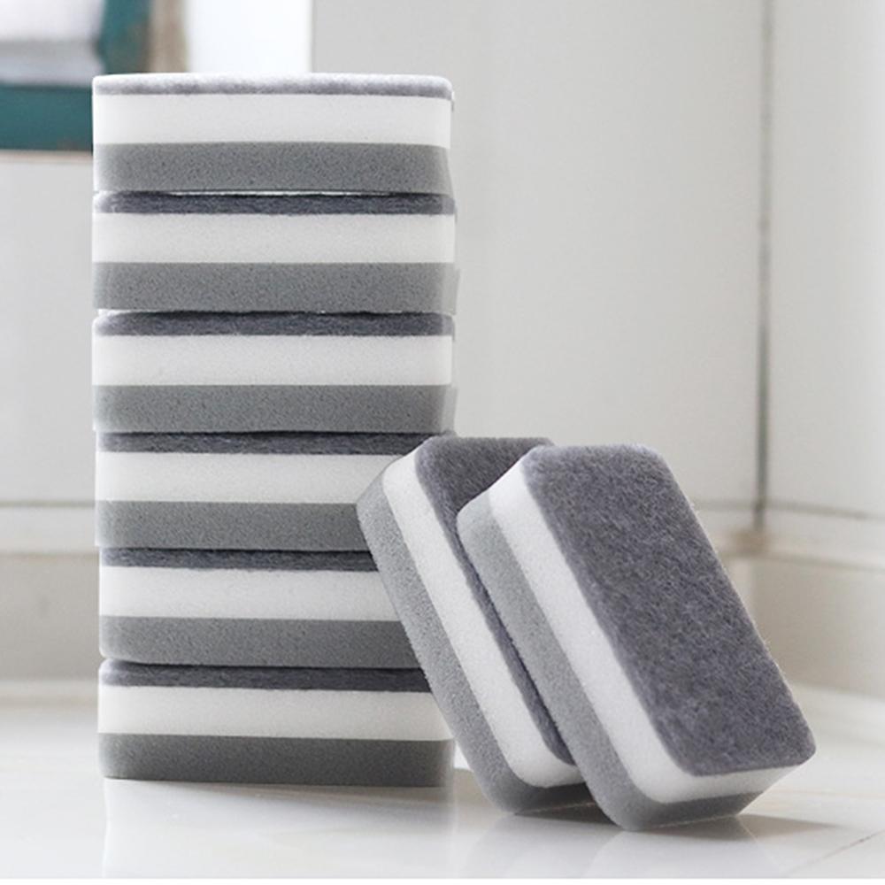 20 шт., губка для мытья посуды, бытовая двухсторонняя щетка для мытья посуды, кухонная чистка по дому, закругленная