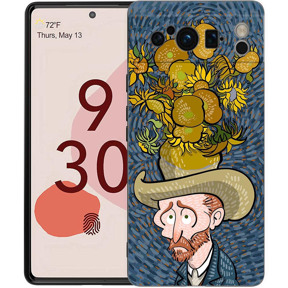 Ретро Чехол для телефона с картиной Ван Гога для Google Pixel 8 7 6 Pro 6A 7A 5G Мягкий Силиконовый Ударопрочный ТПУ Черный Чехол TPU Fundas