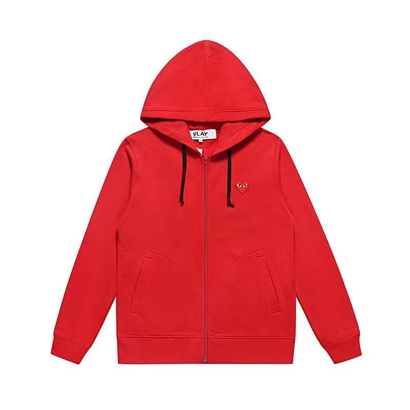 CDGplay Hoodie Couples Winter Heart Print Stand Collar Zip Sweatshirt Men Women