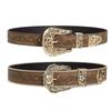 Metal Engraved Buckle Buckle Belt PU Leather Waistband Fashion Wide Waist Belt  for Men Women