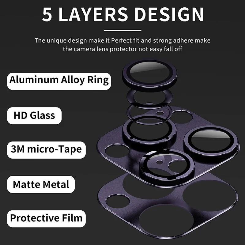 2PCSMetal full cover tempered glass camera lens protective film, compatible with iPhone 16 15 14 13 12 11 Pro Max Plus rear camera lens protection