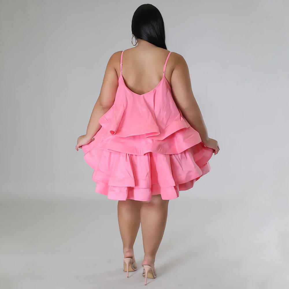 N7808 Европейское и американское женское сексуальное платье без рукавов с оборками и регулируемыми бретелями