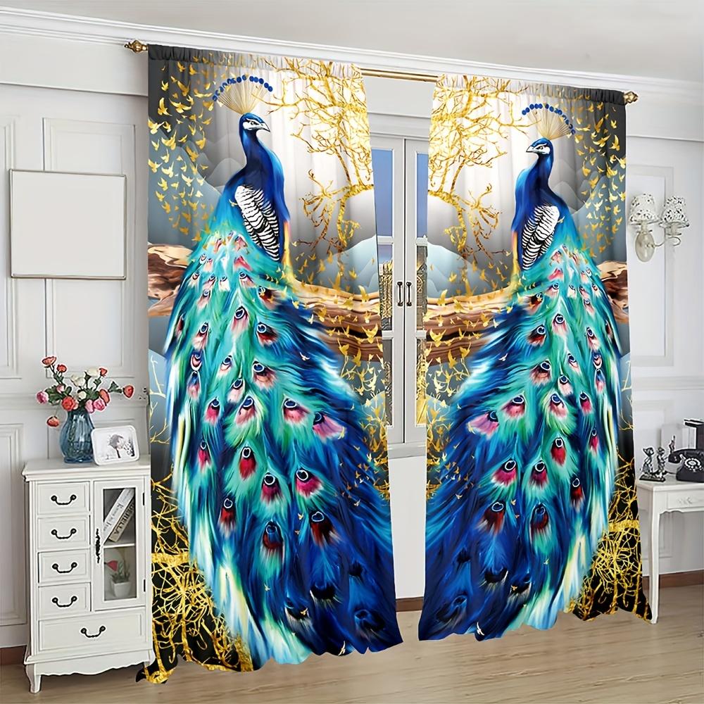 Винтажная серия Blue Peacock, роскошный дизайн, бесплатная доставка, 2 шт., тонкая занавеска для окна, декор для гостиной и спальни