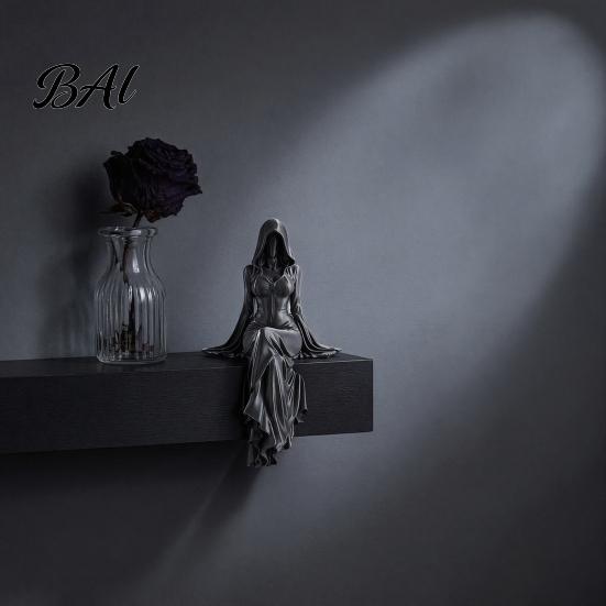 Elegant Gothic Bookshelf Decor 3D Printed Reaper Goddess Figurine, Ethereal Hooded Figure Sculpture, Dark Girl Sculpture Fantasy Statue Collectible