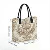  Elegant Damask Print Tote Bag Fashion Large Capacity Daily Carry Shoulder Bag for Women 