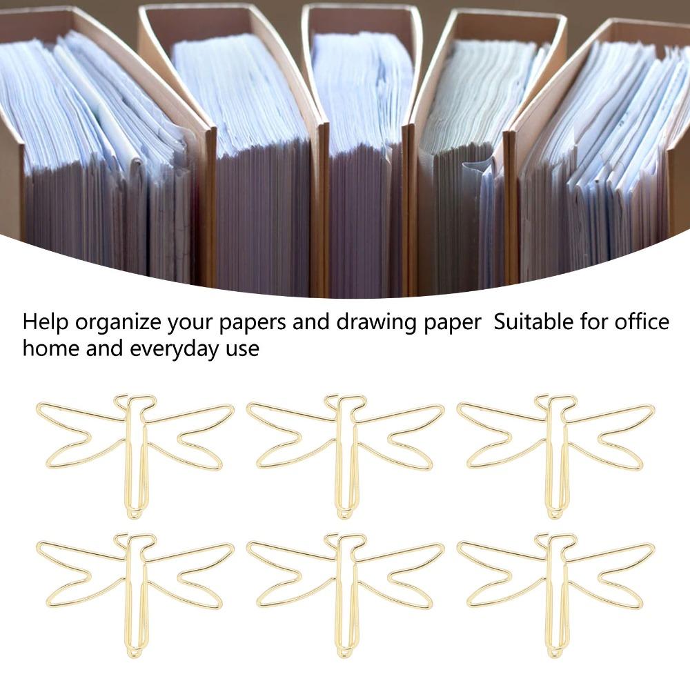100Pcs Gold Large Cute Paperclips Dragonfly Shape Jumbo Wide Clips Office Supplies Ticket Holding