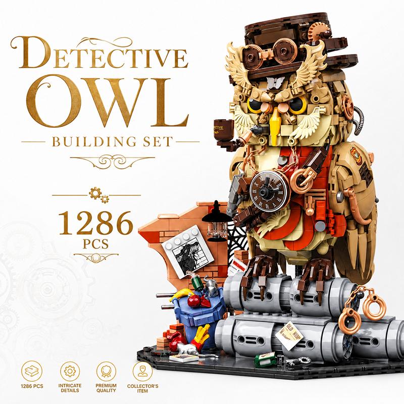Magic World Animal MOC Building Block Set Owl Detective Assembly Toys for Adult Kids Holiday Gifts Creative Bricks DIY Toy