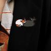 Two-Cat Cartoon Brooch Mean Cat Enamel Brooch Pin Digital 3D Technology Smooth Surface Black White Cats Pin Backpacks Hats Badge