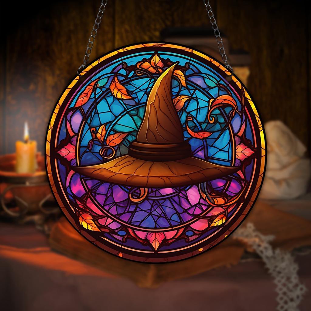 2D Holiday Pendants Halloween Acrylic Stained Glass Window Decorations Garden Decorations Home Porch Decorations