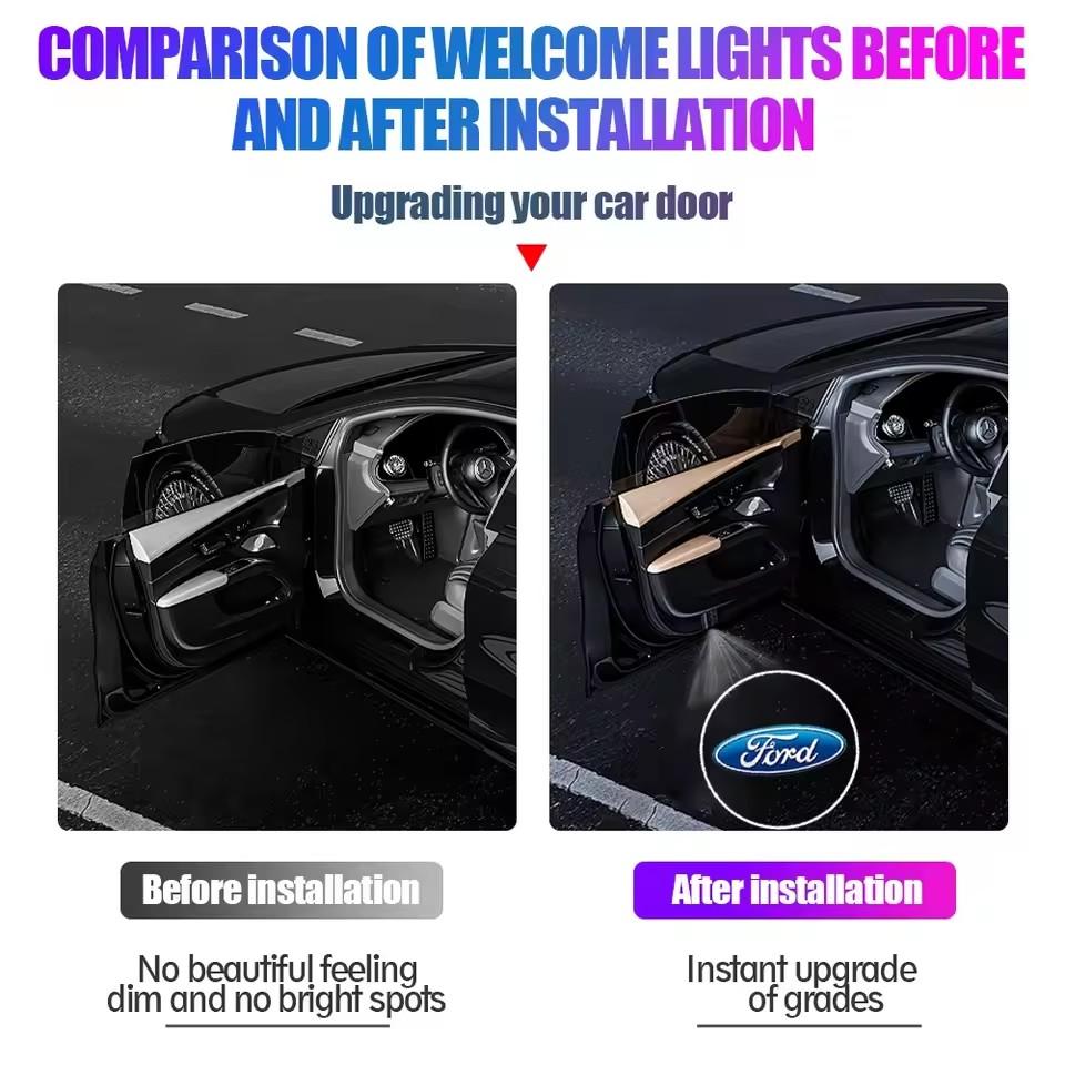 VCLG2 Led HD Car Door Logo Welcome Light Projector Lamps For Ford Taurus Mondeo Focus Shelby Fiesta Mustang Ecosport Escape MK7 STline