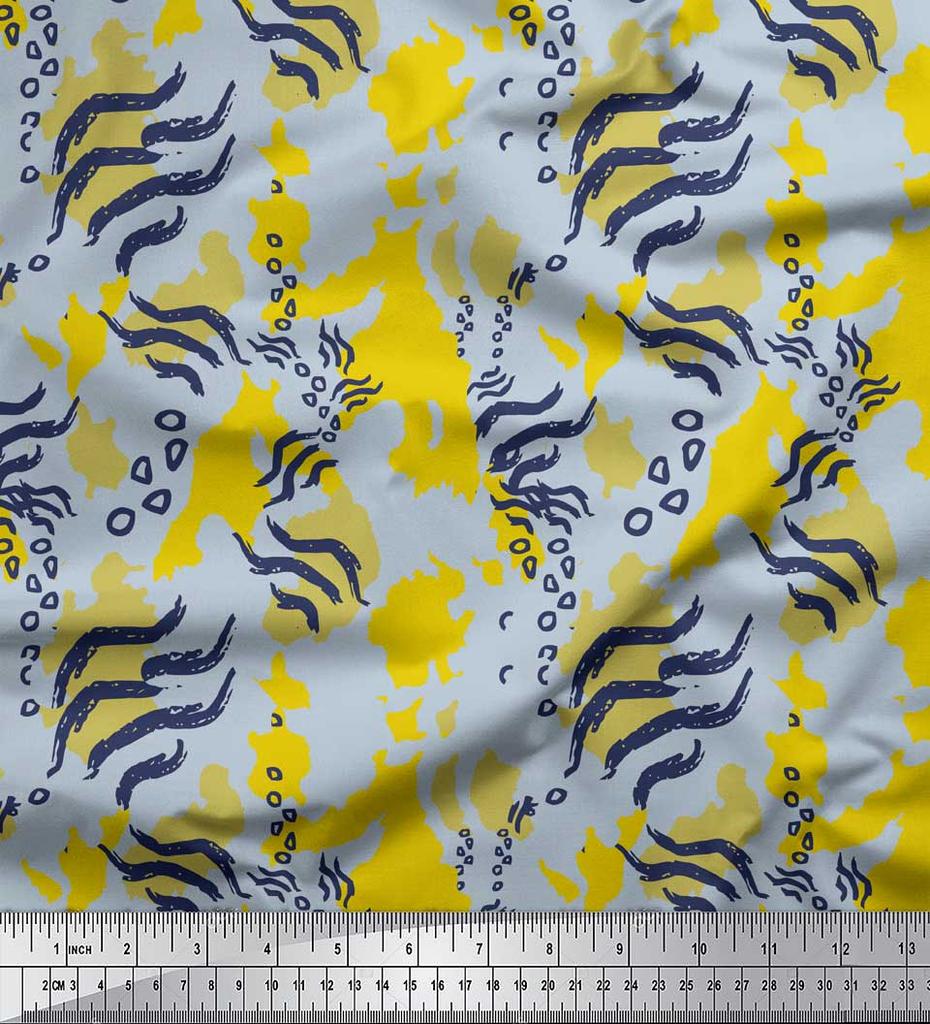 Soimoi Red Japan Crepe Satin Fabric Zebra & Leopard Animal Skin Print Fabric by the Metre 42 Inch