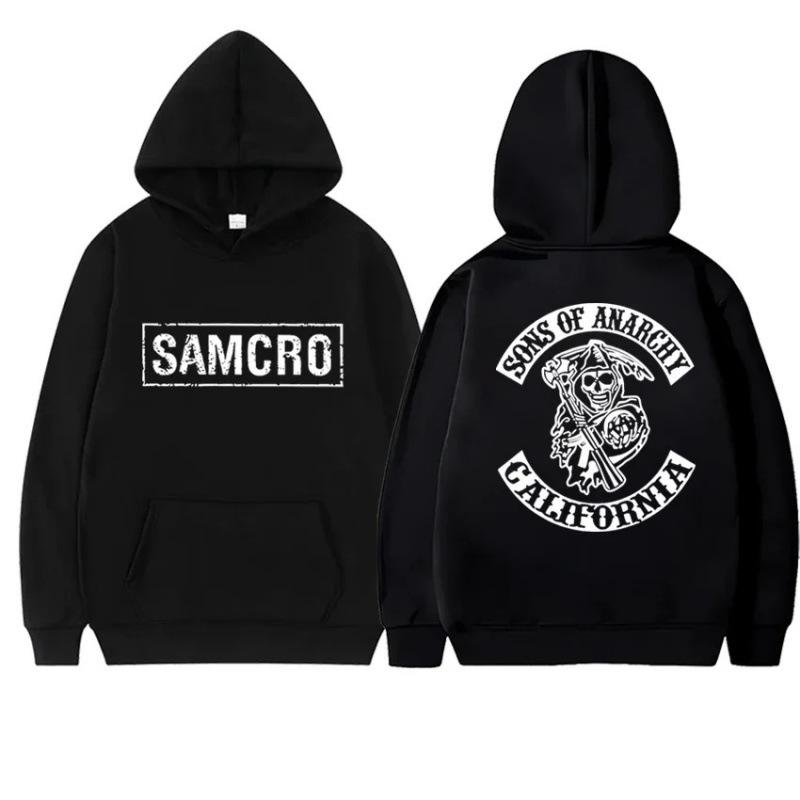 Anarchy Freedom Harajuku Punk Double sided Printed Hoodie for Men and Women Casual Hip Hop Street Wear Neutral Fleece Sweatshirt