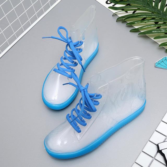 Dwayne Новые прозрачные резиновые сапоги из ПВХ для женщин, водонепроницаемые сапоги, модные галоши, обувь для рыбалки, яркие резиновые сапоги