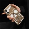 Luxury Matte Hollow Out Skeleton Skull Phone Case For iPhone 16 15 14 13 12 11 Pro Max Plus Shockproof Cover