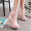 Korean Version Lady Lolita High Heel Ankle Boots Party Wedding Shoes Womens Butterfly-knot Tassel Fashion High Heel Boots