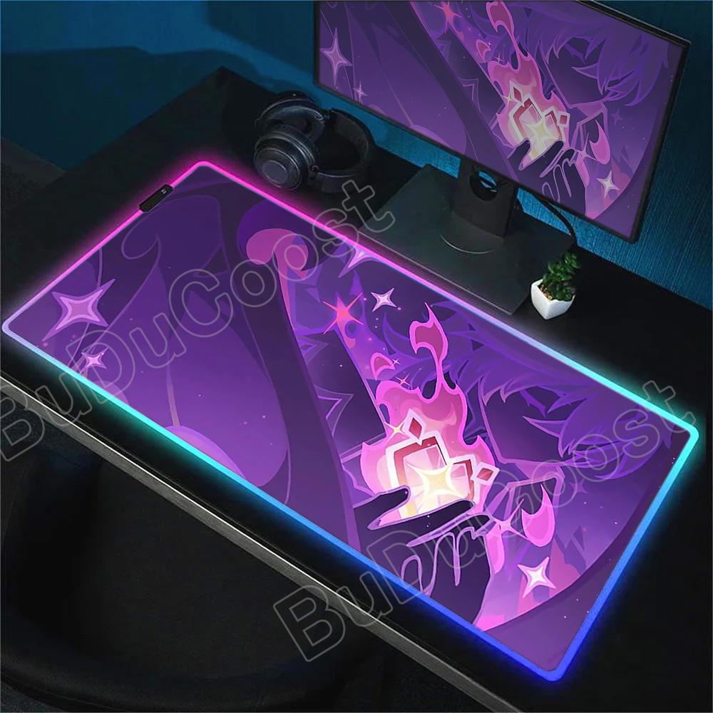 RGB Аниме Коврик для стола Genshin Impact Большой 900x400 мм Коврик для мыши Ковер Компьютерный Ноутбук Игровые Периферийные Аксессуары Коврик для мыши Durin