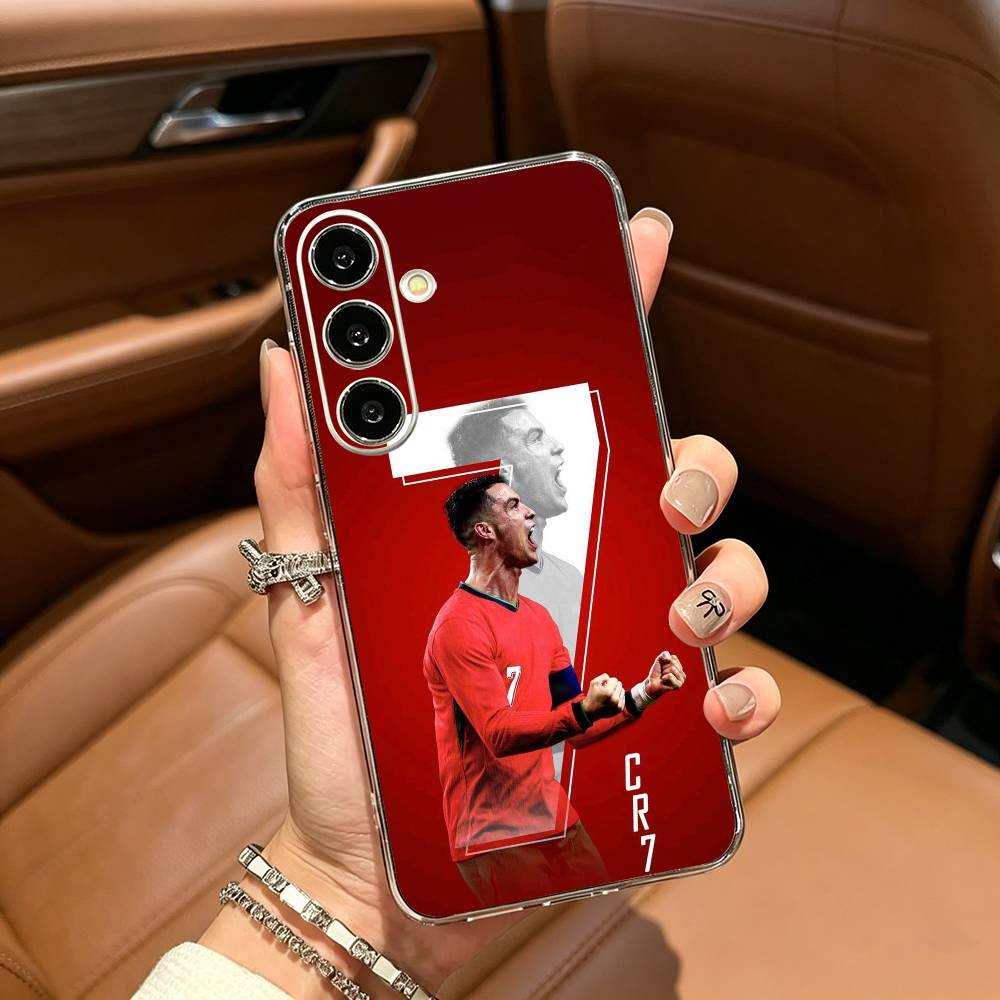 Футбольный чехол для телефона с Роналду № 7 для Samsung Galaxy A71, A70, A52, A51, A40, A30, прозрачная крышка