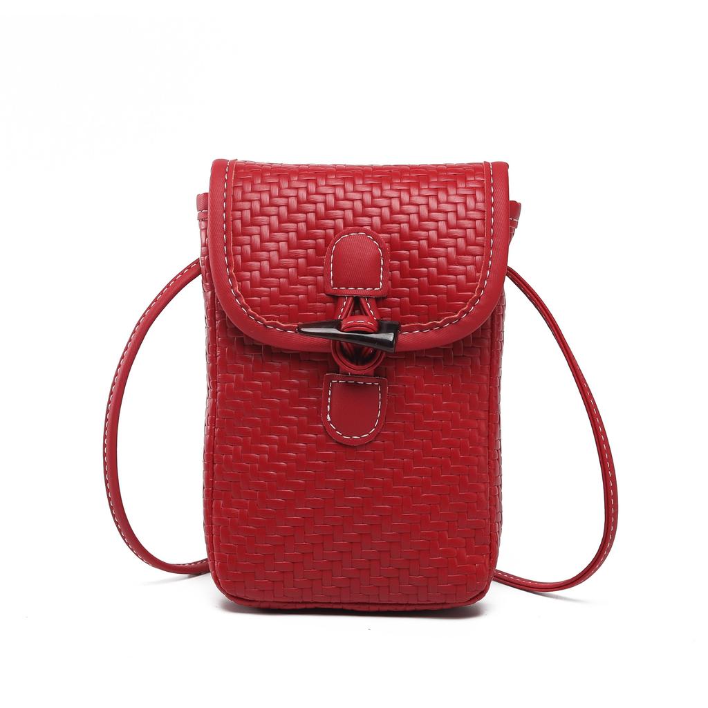2025 New Fashion Phone Bag Stylish Exquisite Texture Crossbody Bag Vintage Woven Vertical Small Bag Beach Bag