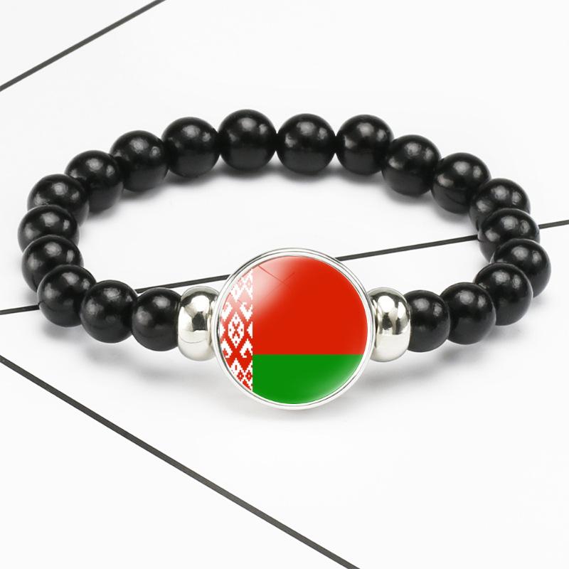 287 Countries National Flag Snap Button Elastic Band Beads Country Flag Independence Day Bead Jewelry Beaded Bracelet