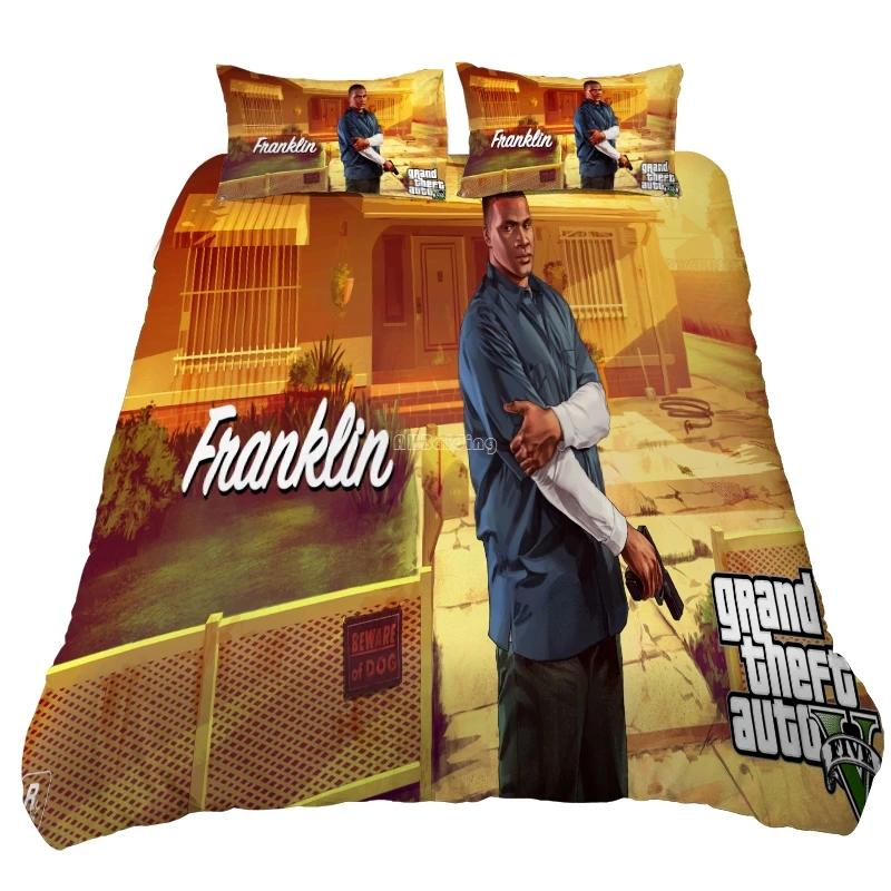Горячая игра GTA V комплект постельного белья Grand Theft Auto 5 узор пододеяльник наволочка Twin полный Queen King мультяшное постельное белье постельное белье