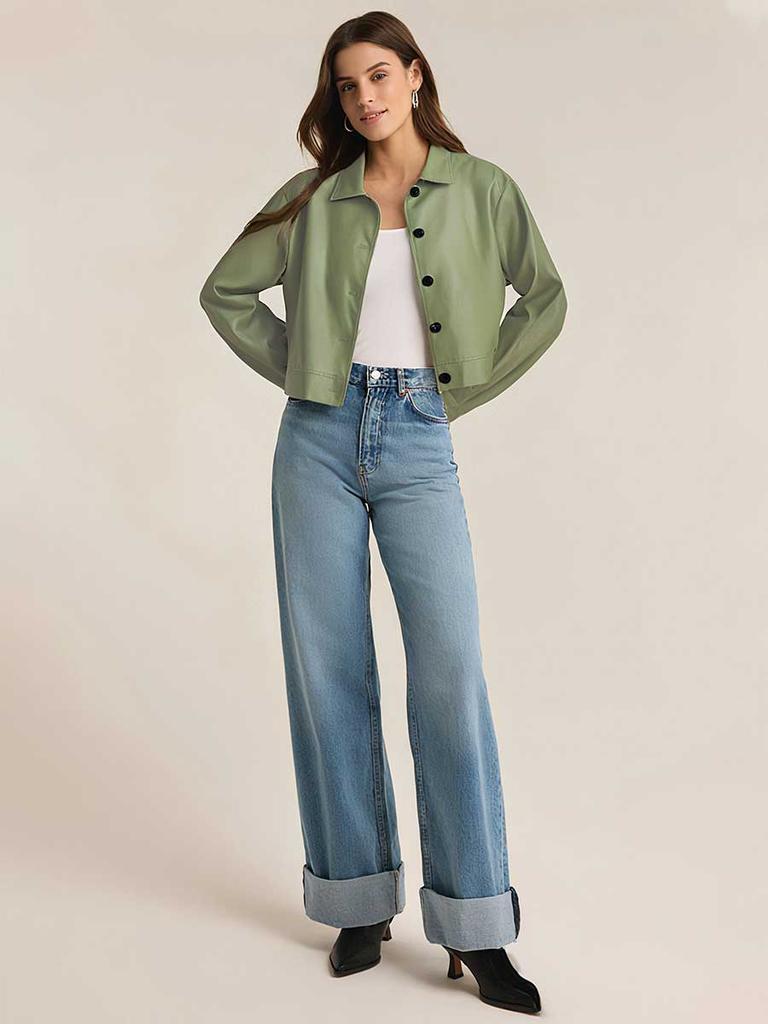 Женская куртка из искусственной кожи с лацканами на осень-зиму, свободное мотоциклетное пальто в европейском американском стиле, повседневная короткая верхняя одежда J589