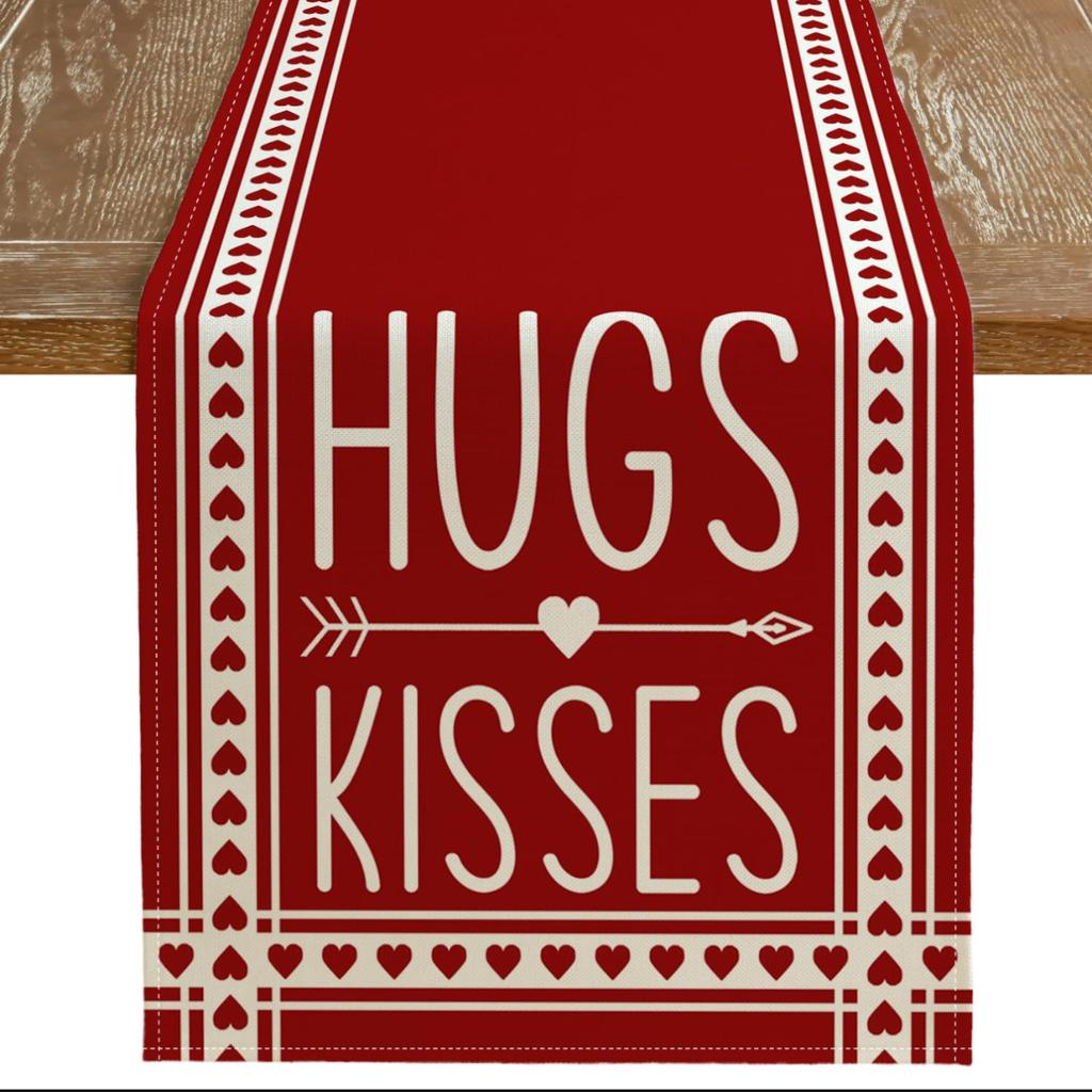 День Святого Валентина Настольный флаг Красный Любовь Клетка Дом Праздничное украшение Настольный флаг Скатерть