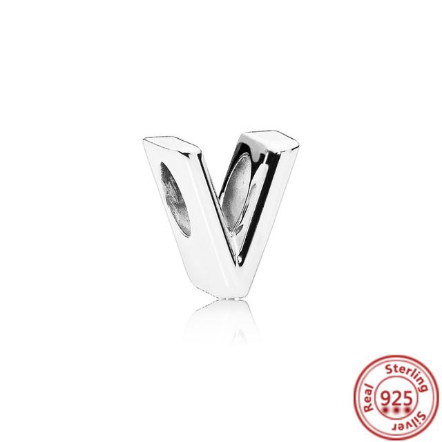 Новые 100% стерлингового серебра 925 пробы, буквы алфавита A-Z, очаровательные бусины, подходят для новых подвесок, браслетов, подвесок, женских ювелирных изделий