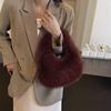 Autumn and Winter Plush Shoulder Handbag Crescent Bag Fashionable Armpit Bag Cute Ladies Wallet