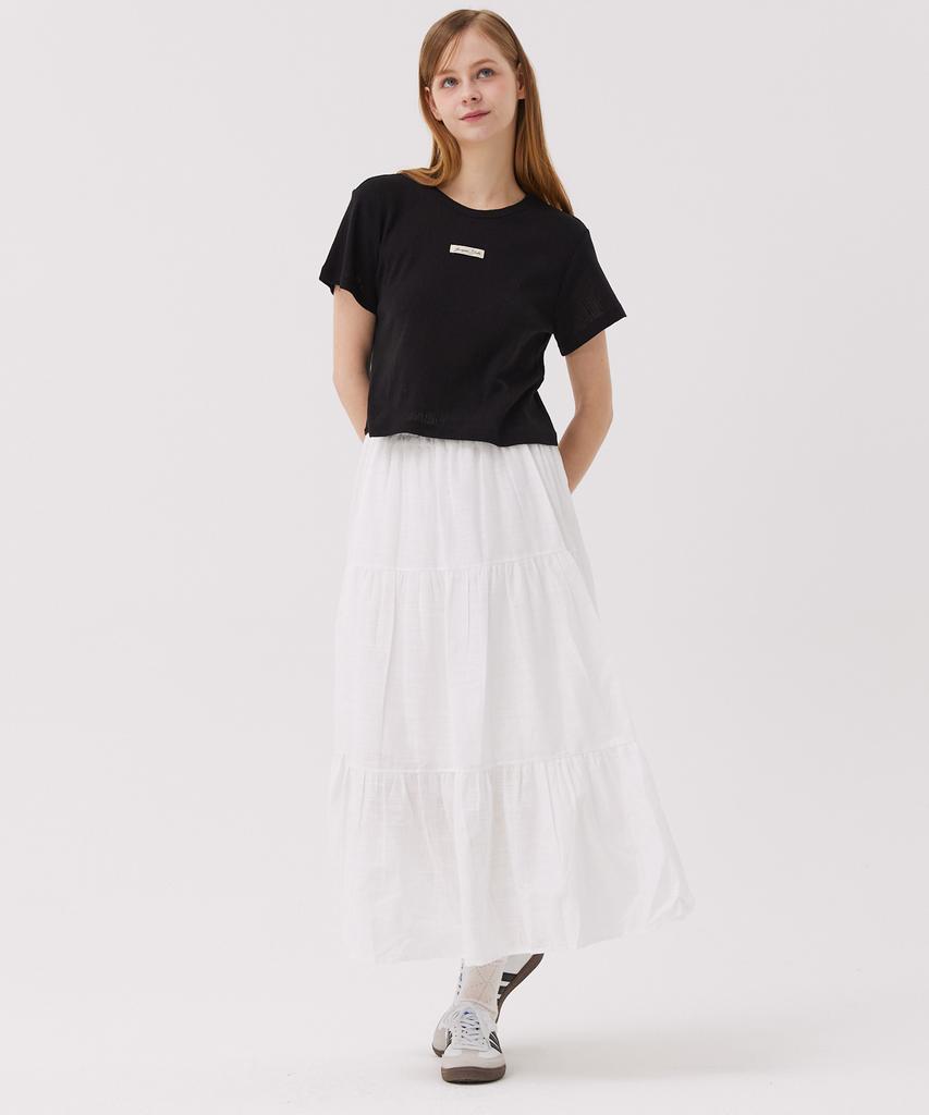 AWESOME STUDIO Cotton Tiered Long Skirt White