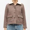 Beige Check Short Jacket with Nattie Collar Woman