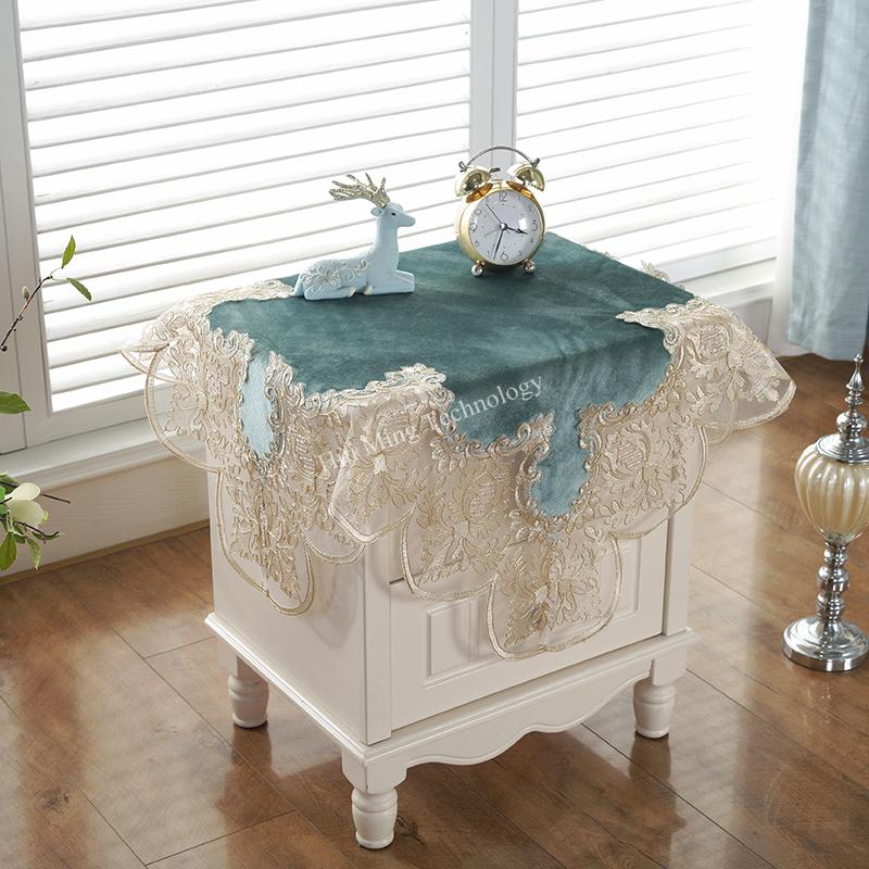 Квадратная скатерть, белый золотой бархат, прикроватная тумбочка, скатерти для обеденного стола, вышитое кружево, домашнее полотенце, чехол для стула, чехол от пыли
