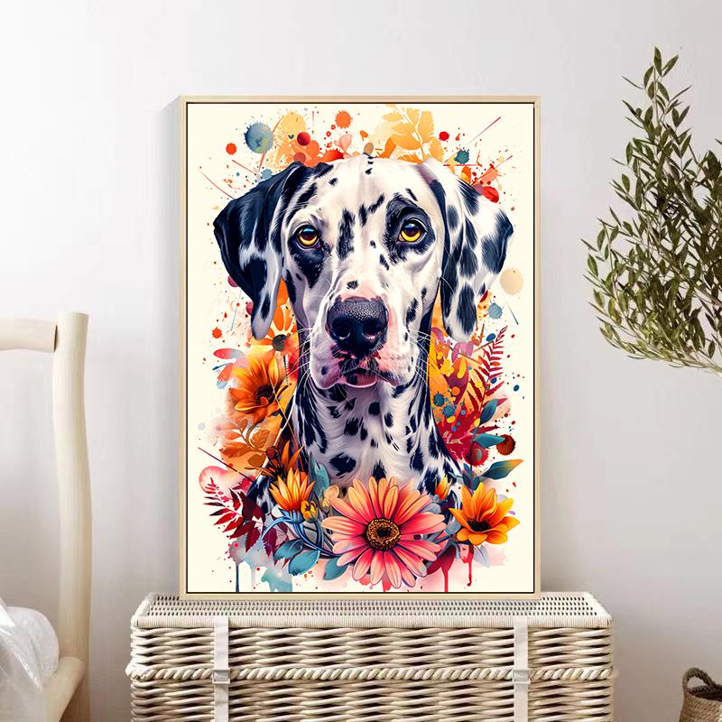 5d DIY Diamond Painting Cross Stitch Cute Animal Dog Diamond Embroidery Flowers Mosaic Full Round Drill Home Decor